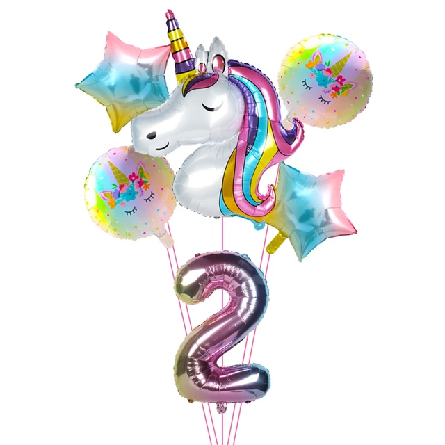 Ballon licorne dégradé arc-en-ciel 32 pouces, décorations de fête  d'anniversaire et de mariage pour garçon et fille, nombre 1 2 3 4 5 6 7 8  9e - AliExpress