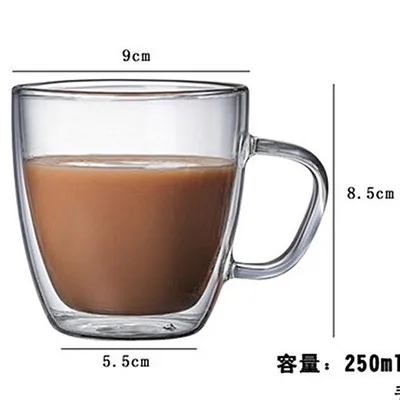 250ml375ml475mlдвойные стеклянные высокие боросиликатные прозрачные креативные чашки тропические устойчивые кофейные чашки на заказ с логотипом - Цвет: 250ml