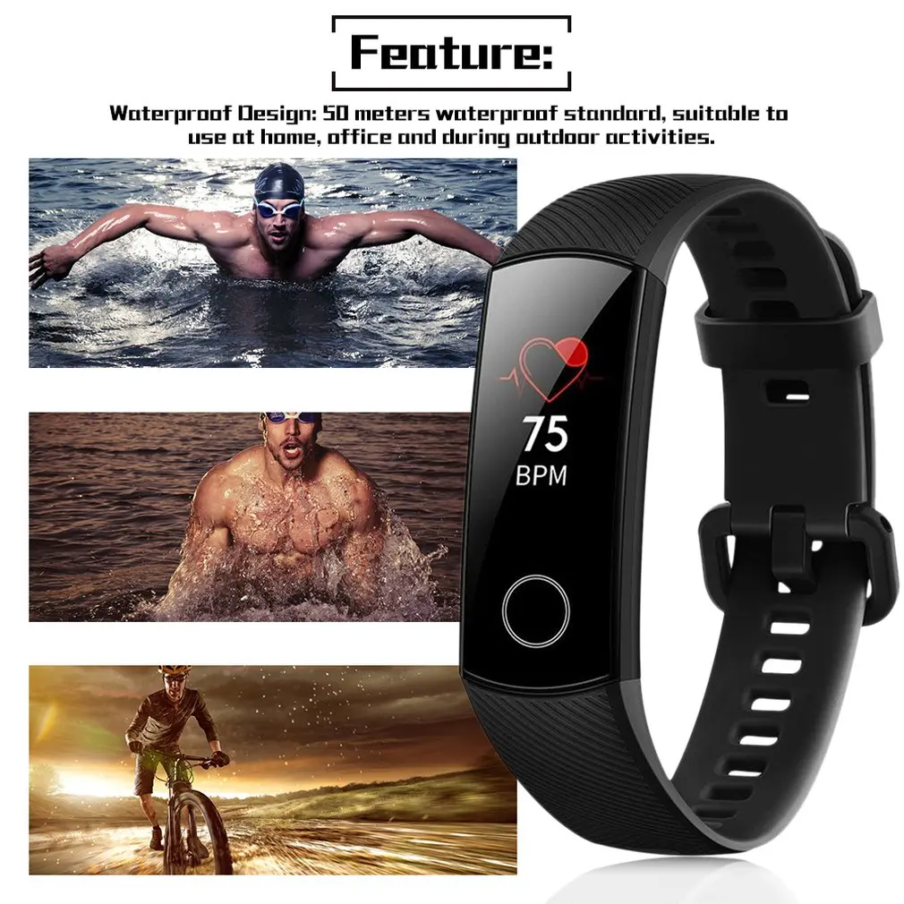 Оригинальный Смарт браслет Huawei Honor Band 4 с ремешком Amoled цветной 0 95 &quotсенсорный