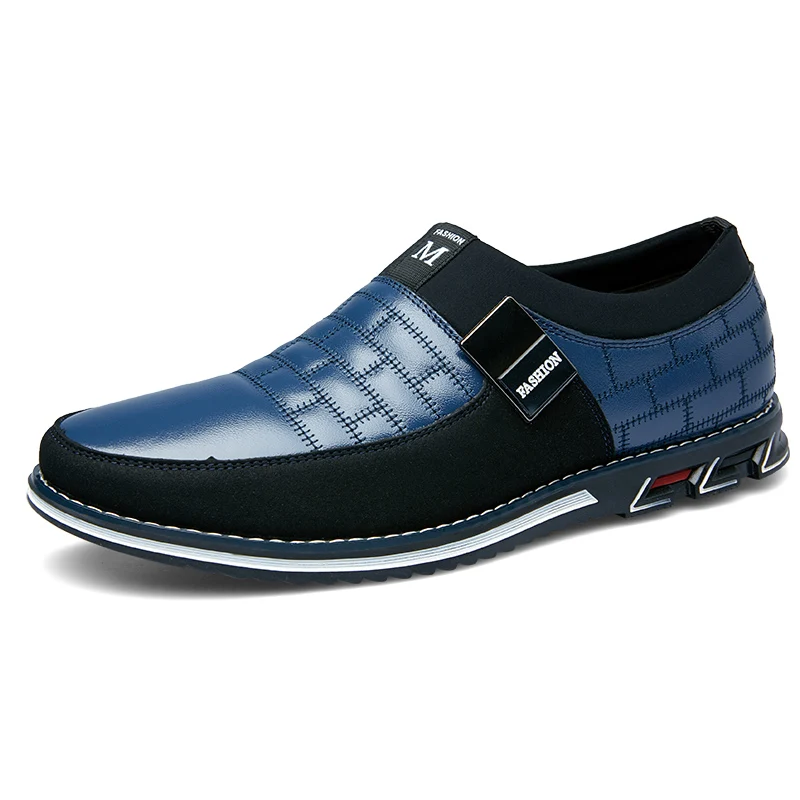 Г., модная мужская обувь кожаная повседневная обувь в деловом стиле мужская водонепроницаемая удобная обувь для вождения без шнуровки высокое качество - Цвет: Blue