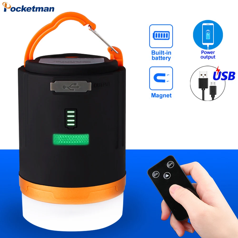 

LED Camping Light USB Rechargeable Flashlight Portable Lamp Suspension Lamp Waterproof Remote Control Searchlight Outdoor Indoor