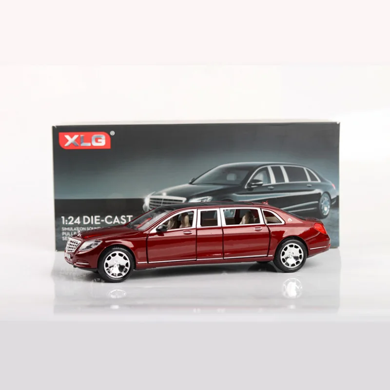 1:24 игрушечный автомобиль, отличное качество, Maybach S600 с коробкой, Металлический Игрушечный Автомобиль из сплава, литые под давлением и игрушечные транспортные средства, модель автомобиля, игрушки для детей - Цвет: red with box