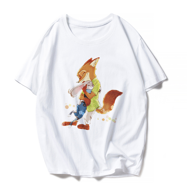 Look Fashion Fox Nick Rabbit Judy Graphic T Shirt Adult Unisex Tops Base Funny Girl Boy Disney Zootopia Kids Tshirt