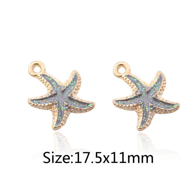10pcs/lot Alloy Ocean Starfish Enamel Charms for jewelry Making Bracelet DIY Necklace Jewelry Accessories DIY Craft Shell Conch green