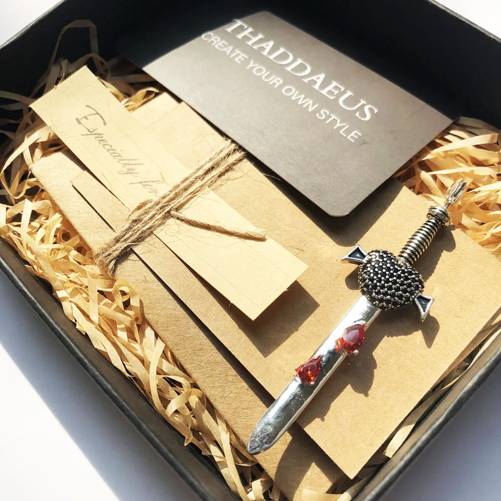 Кулон сердце меч с крови, 925 пробы Серебряный Модный Ювелирные изделия Томас Bijoux ожерелье аксессуары подарок для Ts мужчин и женщин
