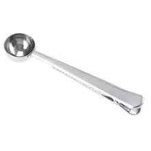 Прочная ложка из нержавеющей стали с зажимом для мешка для молотого чая, кофе, совок с портативным зажимом для уплотнения сумки, измерительные инструменты