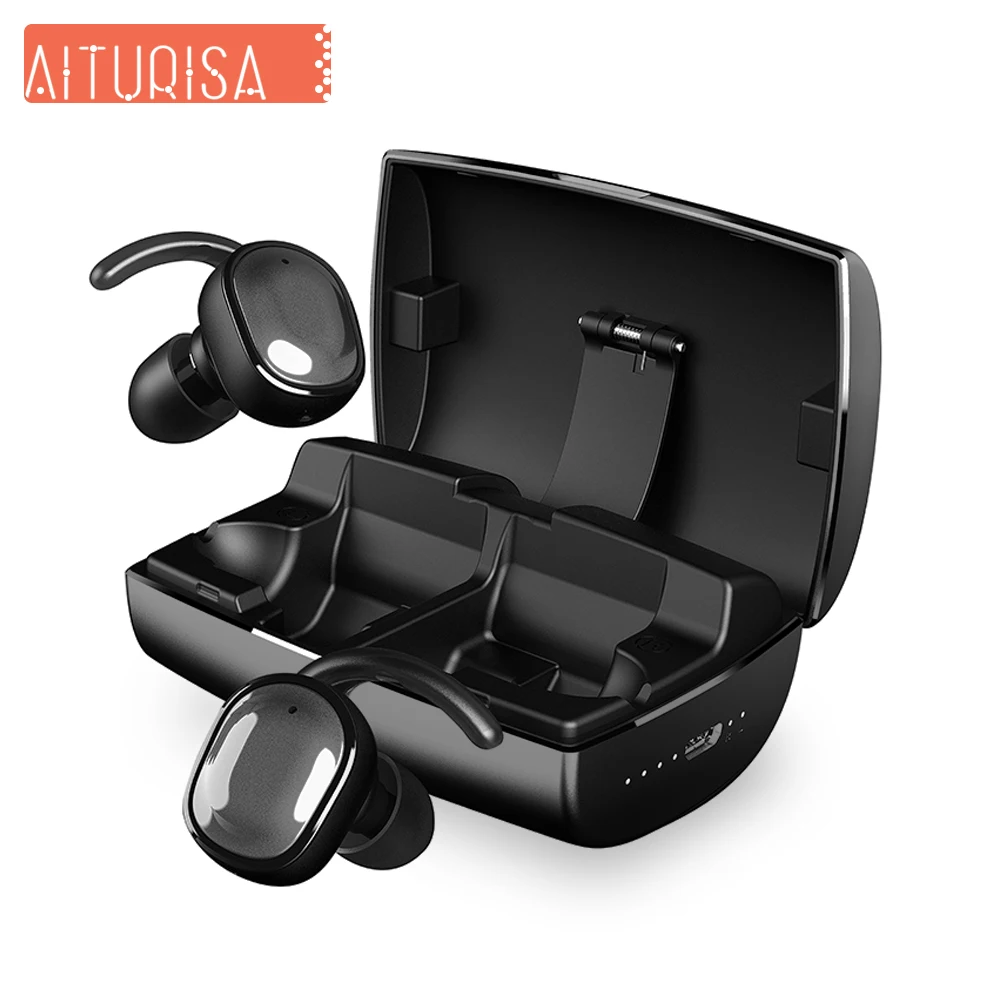 

Bluetooth Earphones 5.0 Noise Canceling Touch Headphone 60 Hour Cycle Playtime Support Aptx Sound With Mic 3000 mAh Charging Box