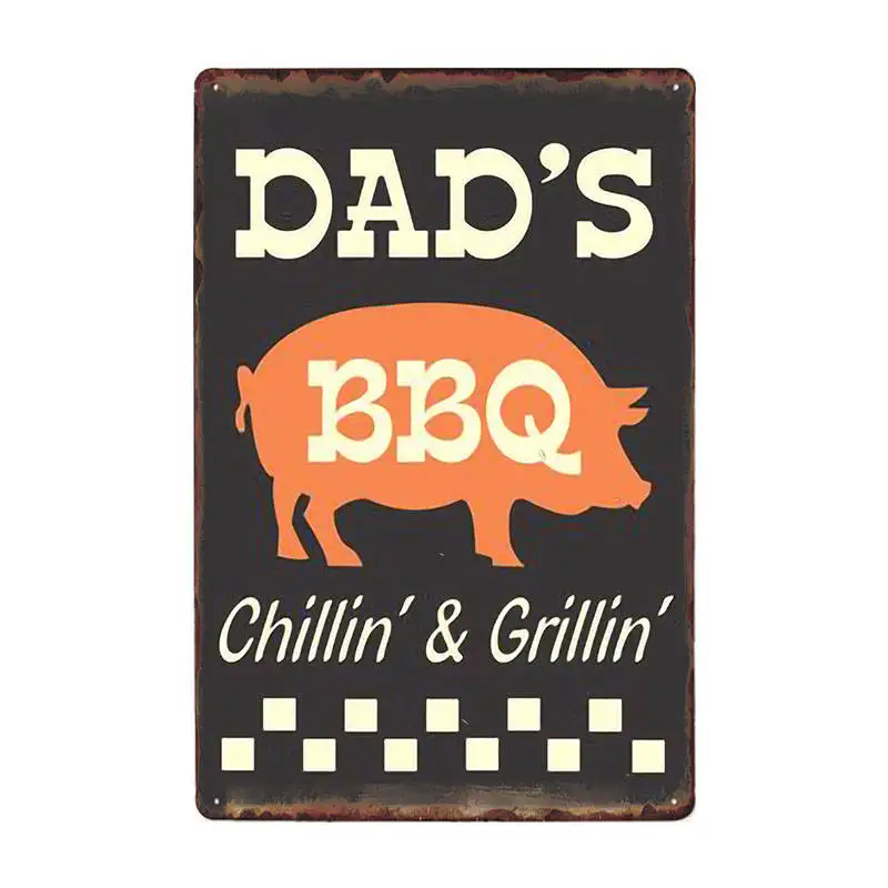 DAD'S BBQ оловянные вывески винтажные металлические бляшки плакат на стену декоративные тарелки бар украшение фермерский дом Декор 20x30 см - Цвет: 60206