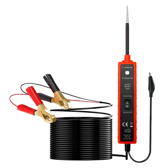 Akozon Tester del circuito del filo elettrico 6V 12V 24V DC Indicatore luminoso del camion della tensione del tester del circuito del motociclo Penna della sonda del tester di volt del motociclo