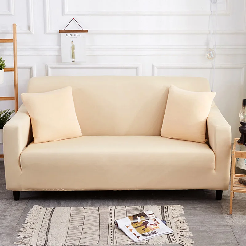 Чехол для дивана, универсальный секционный чехол для гостиной, современный однотонный Модный Эластичный чехол для дивана, один/два/три/четыре сиденья - Цвет: beige