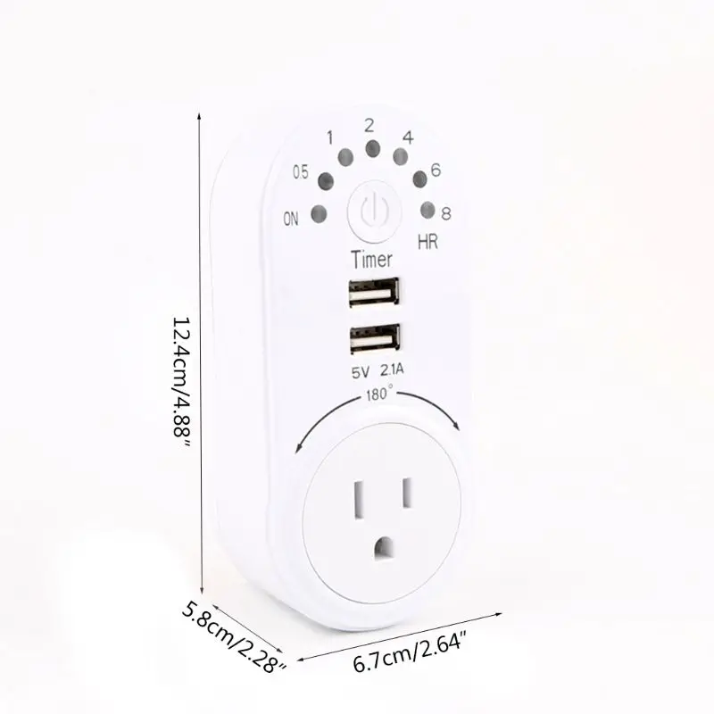 Temporizador de Contagem Plug Regressiva Interruptor Duplo Portas Usb 1 Tomada ac 8 Horas Ajuste Eua 2 Eua plug temporizador de contagem regressiva interruptor