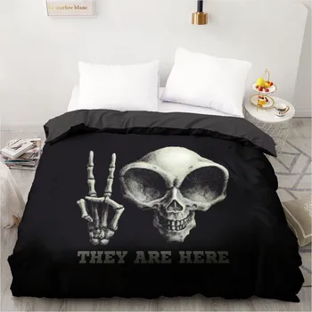 

3D Simple Printed Custom Design Duvet Cover Quilt Comforter Blanket Case Covers Bedding Set Alien Skull 210*210 Home Textile