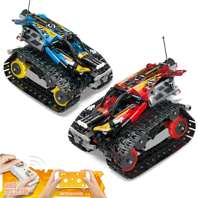 

RC Technic Tracked Stunt Racer Building Blocks Fit Lepining 42065 Creator APP Remote Control Car Bricks Toys For Children Gifts