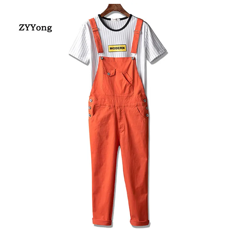 

Men's Straight Overalls Bib Pants Multi-Pocket 5 Colors Ankle Length Fashion Hip Hop Khaki Black Jumpsuits Large Size Trousers