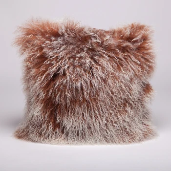 

Single side Tibet sheep fur seat cushion , Mongolian sheep curly sofa pillow cushion with core,decoration fur seat mat