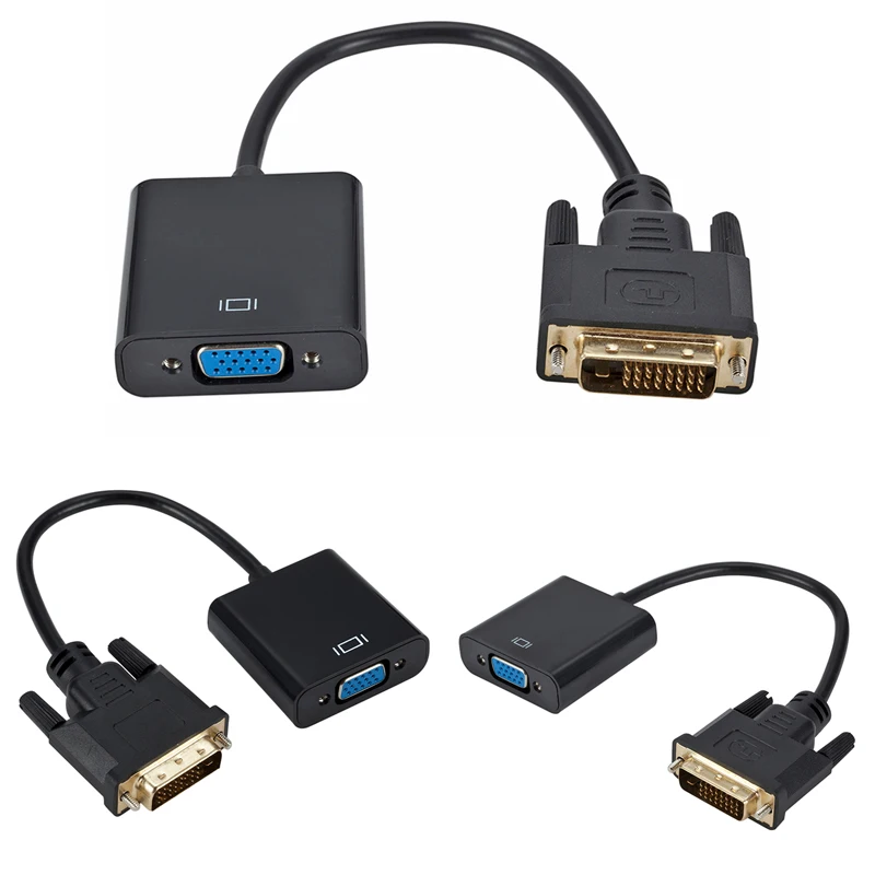 DVI штекер в VGA Женский видео конвертер адаптер DVI 24+ 1 15 Pin DVI-D в VGA Кабель-адаптер 1080P