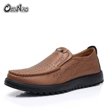 

OUDINIAO Breathable Slip On Shoes Men Designers Cut Outs Casual Mens Summer Shoes Hot Sale Soft Male Loafers