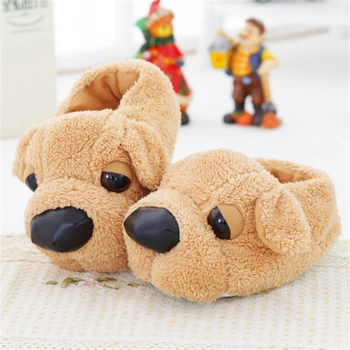 

Cute Cartoon Dog Slippers Lovers Warm Indoor Woman Men Slippers Animal Winter Warm Plush Home Fluffy Slides Cotton House Shoes