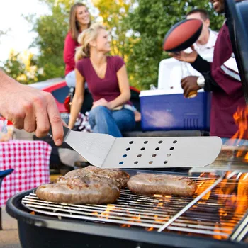 

Griddle Accessory Tool Kit 5 Piece Professional Grill Spatula & Scraper Set Flipper Stainless Steel for Flat Top Grill Hibachi B