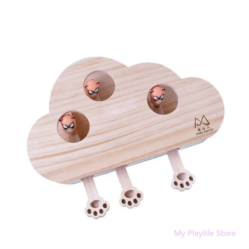 Doll Кошка игрушки для домашних животных из цельного дерева кошка игрушка-головоломка Интерактивная 3 отверстиями забавный кот Охота Мышь хомяк Stick Секс игрушки для домашних животных Товары для кошек C42 - Цвет: Doll