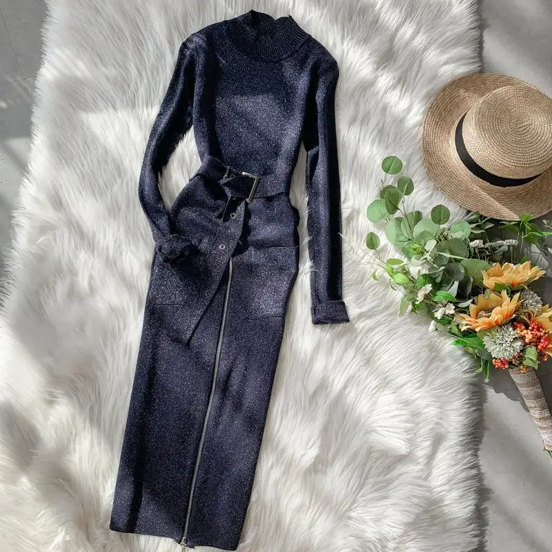 

Knitted bandage dress new spring autumn women long sleeve slim sexy baisc long robe ladies fashion bring dresses vestidos