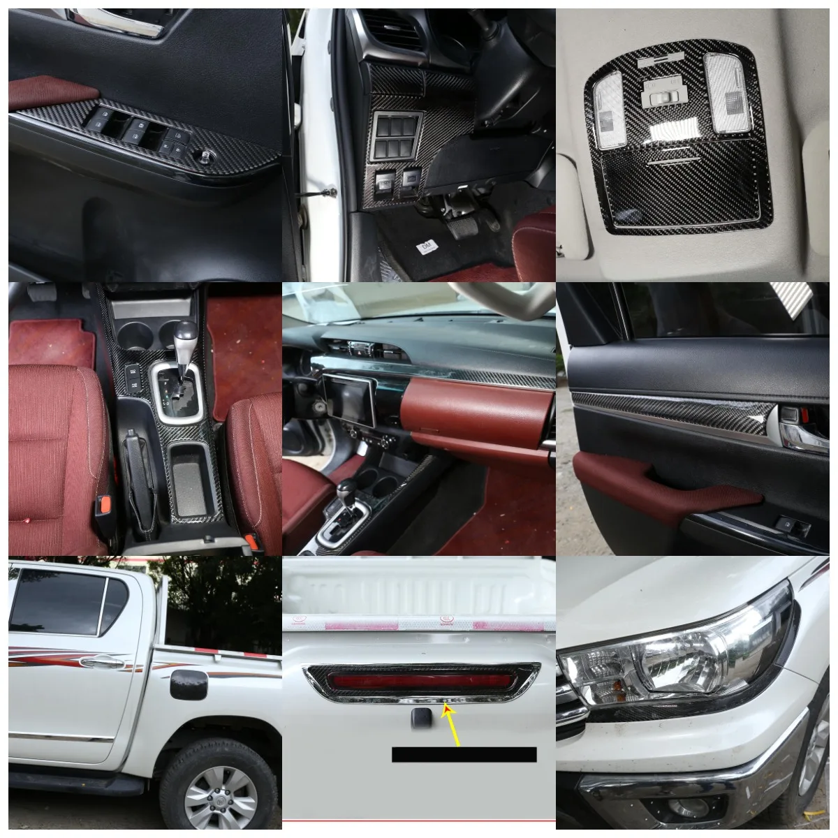 Accesorios interiores para Hilux 2015 pegatina de fibra de carbono suave Real, para salida de aire, Panel de engranaje, artículo instrumento|Estilo cromado| - AliExpress