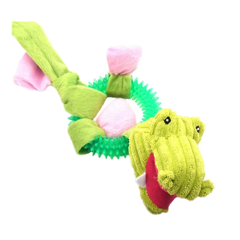 Прекрасный TPR неубиваемый плюшевый питомец Собачка Щенок Кошка дергает Жевательная пищалка, звуковая игрушка крокодил свинья в форме щенка собака жевательная игрушка - Цвет: Green Crocodile