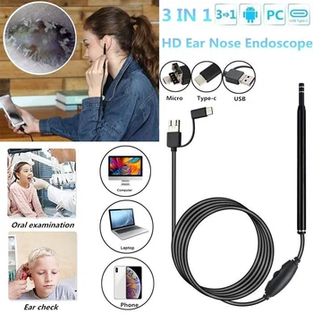 

3 In 1 USB Digital Visual Otoscope 5.5mm Ear Inspect Camera Multi-function Mini Ear Spoon Endoscope Camera Ear Wax Removal Kits