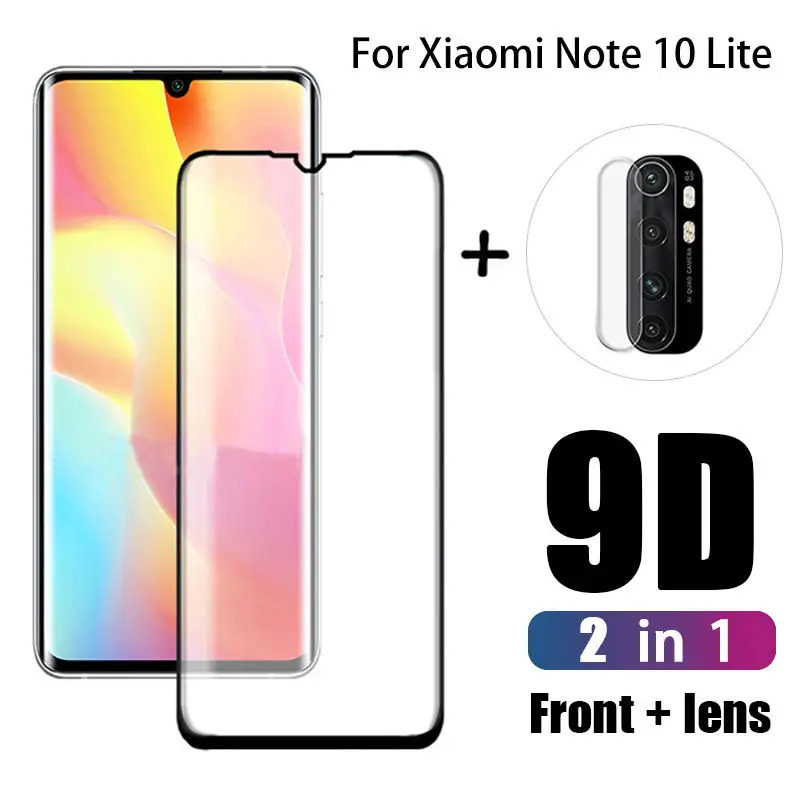 2 в 1 стекло объектива камеры для Xiaomi Mi Note 10 Lite 9D Закаленное протектор экрана Xiomi Pro