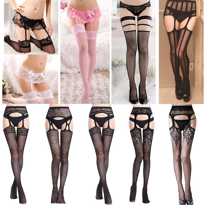

Skritts Sexy Lace Stockings Women Lingerie Temptation Floral Thigh High Over The Knee Socks Nylon Fishnet Stockings Pantyhose