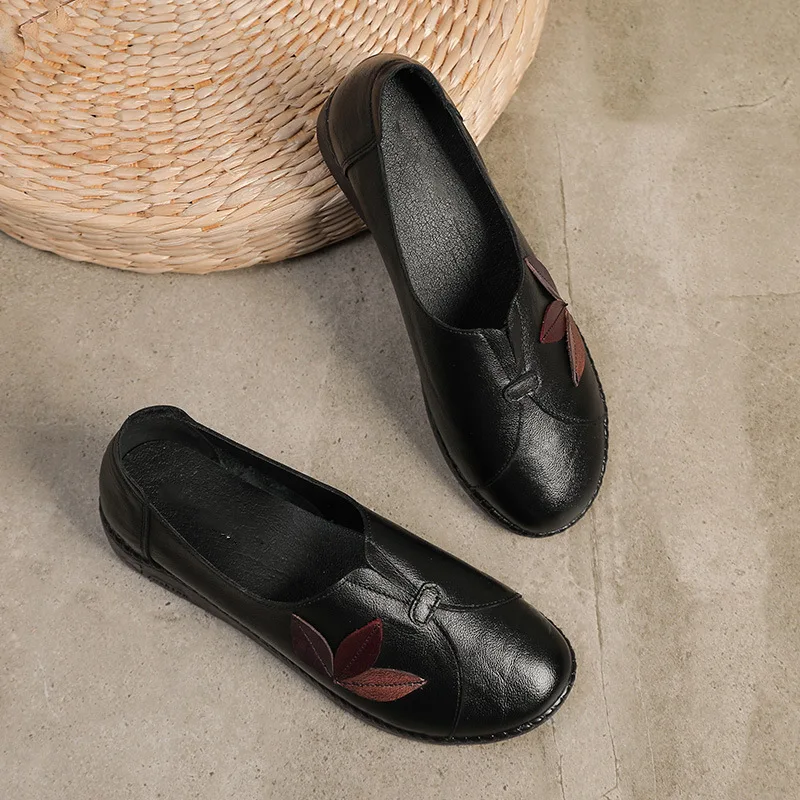 

8003 New Style Genuine Leather Spring And Autumn Single Shoes 2019 Middle-aged Shoes Casual Shoes Mom Shoes Women's Low Heel Wor