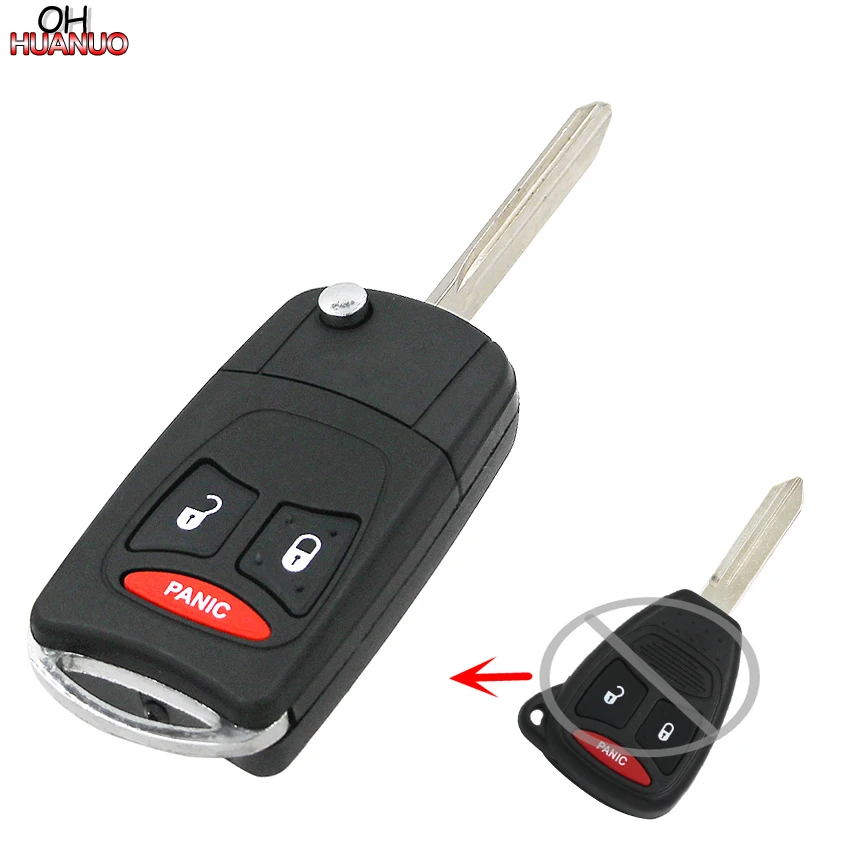 2 Button Remote Flip Folding Uncut Key Shell Case For Chrysler Dodge Jeep Raider 