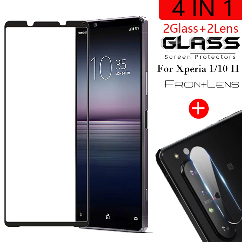 4 в 1 камера + закаленное стекло для Sony Xperia II Защитное экрана на 10 защитное |