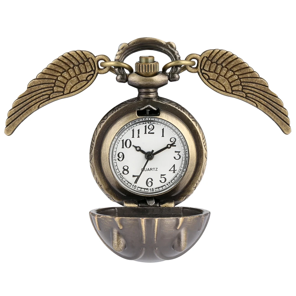 Классические винтажные маленькие карманные кварцевые часы с подвеской в виде крыла шарика, часы с арабским номером, подарки в стиле стимпанк с цепочкой для ключей