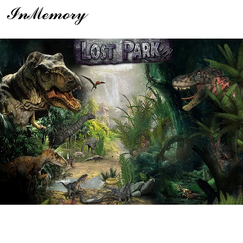 InMemory Jurassic World Background Photography Studio for Birthday Boy Customize Photo Backdrops Dinosaur Party Decorations 