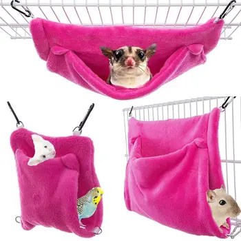 

Hamster Hammock Sleep Bag Double Layer Blanket Perch Winter Bird Parrot Sleeping Wrap Mat Warm House Hideout Playing Toy C42