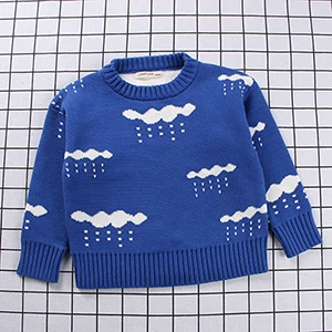 Синий Зимние пуловеры для девочек и мальчиков; свитер с рисунком медведя/льва; хлопковый свитер для маленьких девочек; детская трикотажная одежда; одежда для детей - Цвет: Синий