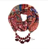 Women Printed Chiffon Ring Scarf Hijabs Multi-style Jewelry Necklace Flower Pendant Scarf Lady Apparel Accessories Wholesale 6