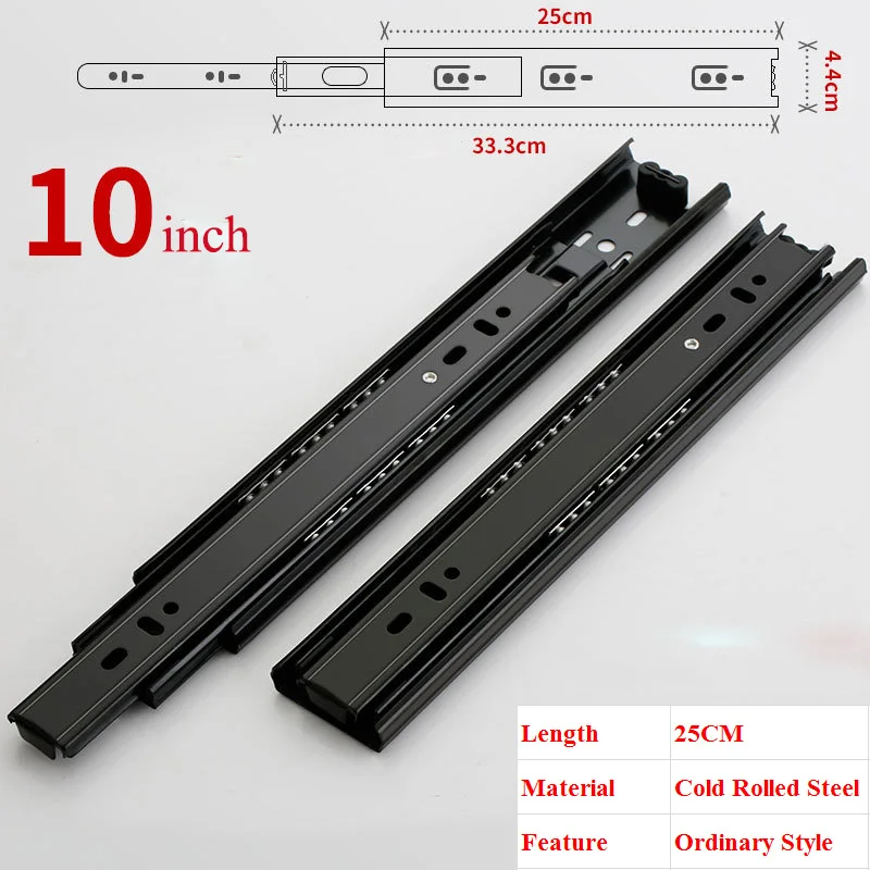 10 inch Высококачественная направляющая из нержавеющей стали 1"-20" для выдвижных ящиков, с мягким закрытием, для мебели, направляющая для выдвижных ящиков, раздвижная трехсекционная направляющая для шкафа - Цвет: 10 inch