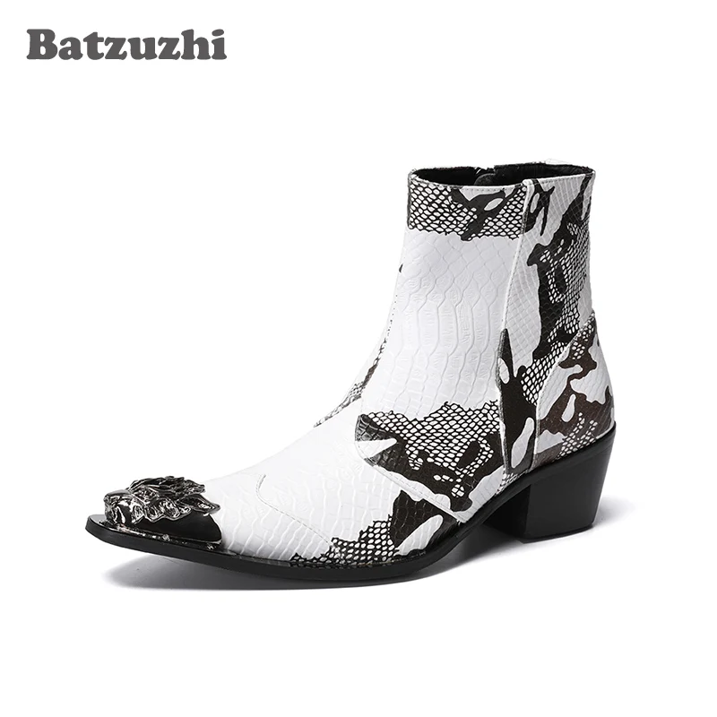 Batzuzhi/мужские ботинки на высоком каблуке 6 5 см botas hombre мужские из натуральной кожи