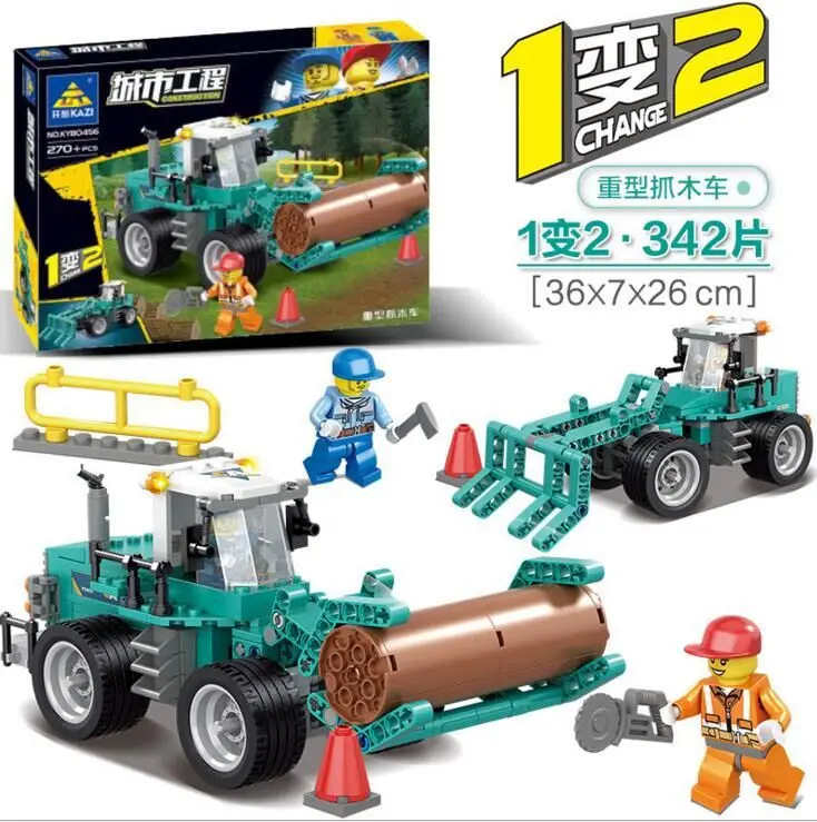 

Jinzhi KAZI City Engineering 1 in 2 Children ENLIGHTEN Educational Transformation Toy Assembled Plastic Building Blocks 80453-56
