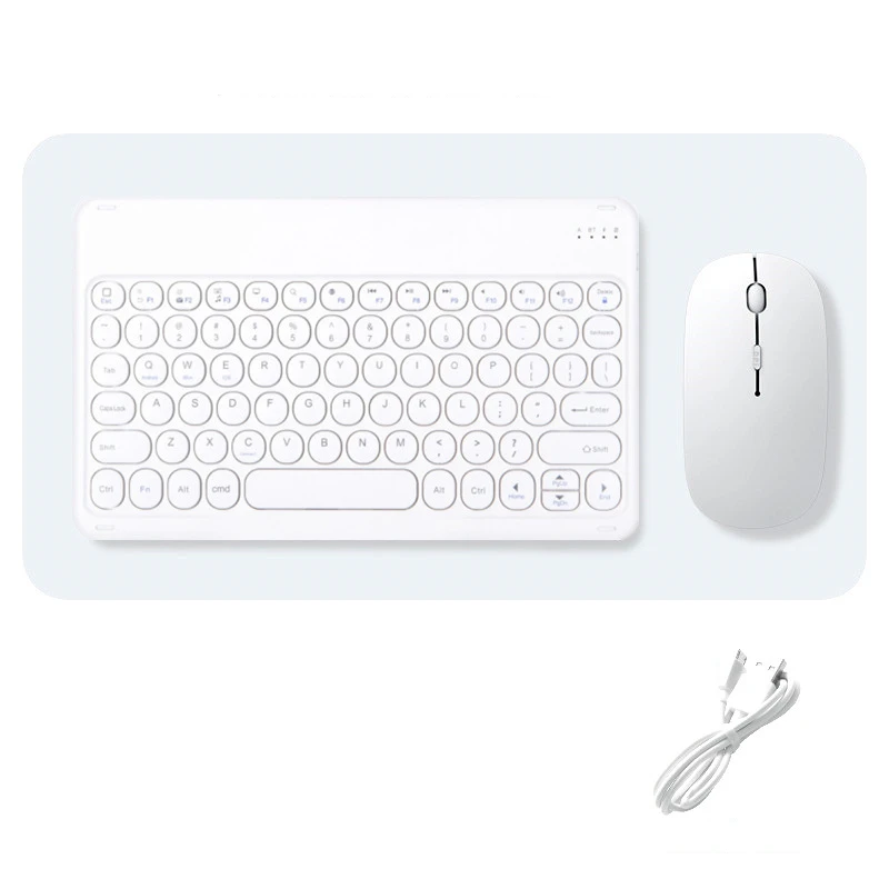 Teclado sem Fio e Mouse Combos Conjunto Redondo Bluetooth Hebraico Espanhol Francês Coreano para Ios Ipad Android Windows Telefone Tablet - Imagem 2