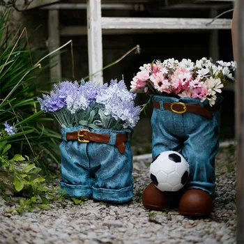 

Creative Personality Cowboy Jeans Succulents Flower Pot Decor Modern Trousers Art Pot Vase Home Garden Outdoor Decor R2921