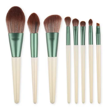 

Soft hair pearl white microcrystalline silk makeup brush set loose powder repairing brush with wooden handle mixed beauty tools