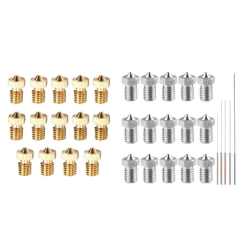 

14Pcs M6 3D Printer 0.2Mm - 1.0Mm Extruder Brass Nozzle Print Head (2Pcs/Each Size) & 20Pcs M6 3D Printer Stainless Steel Nozzle