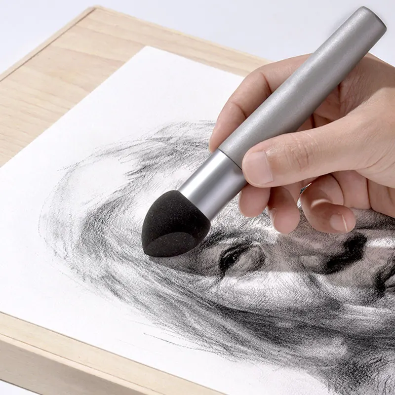 3Pcs Sketch Pen Brush Sponge Wipe Clean Tool For Art High Light Gray Surface Detail Processing Rendering Smudge Erase Correction