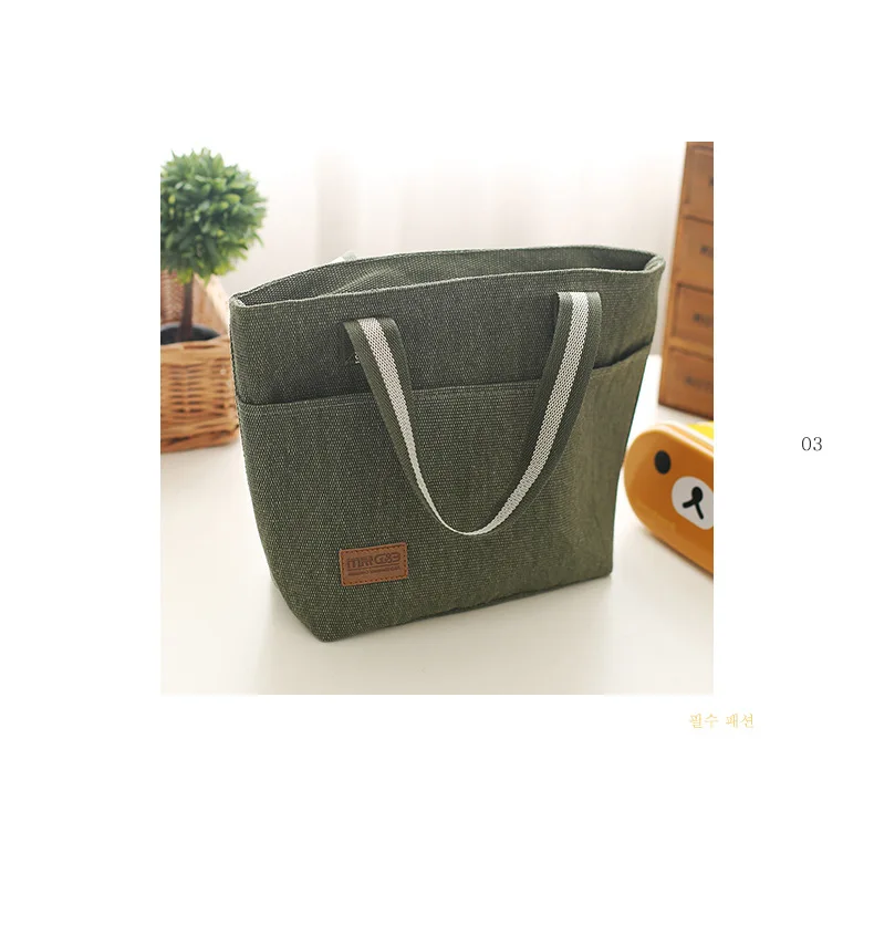 New Style Hand Insulated Bag Container Ice Pack Canvas Lunch Picnic Bag 3-Color Zipper Mouth Thermal Bag Ice Pack Wholesale