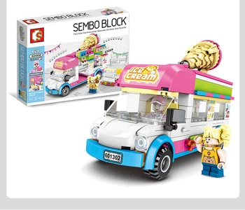 

264Pcs City Street View Ice Cream Car Model Educational Building Blocks Toys For Kids 6Years DIY Birthday Present Small Bricks