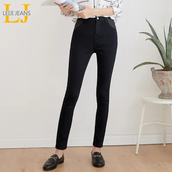 

LEIJIJEANS 2019 Elastic legging Autumn 5XL High waist mom jeans casual ladies high stretchy jeans plus size waist women jeans