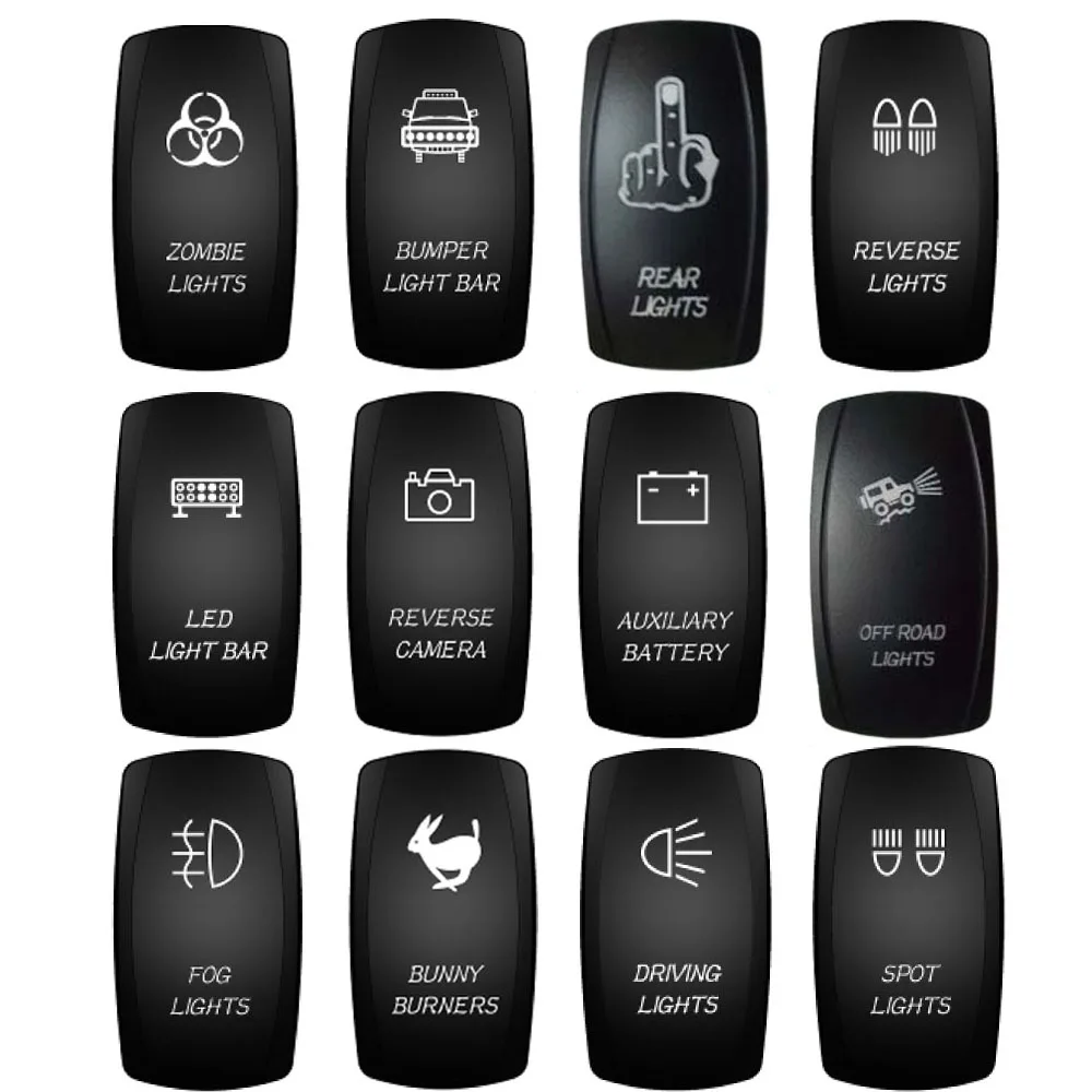 

12V 24V Marine Switch Car Boat Rocker Switch Truck SPST Blue Switch Waterproof 5Pin ON-OFF Switch for Automotive Car Marine Boat